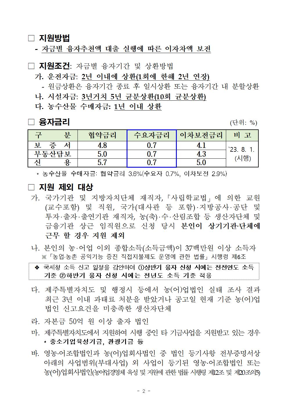 2023년 하반기 지역농어촌진흥기금 융자지원 계획 공고 (1)002