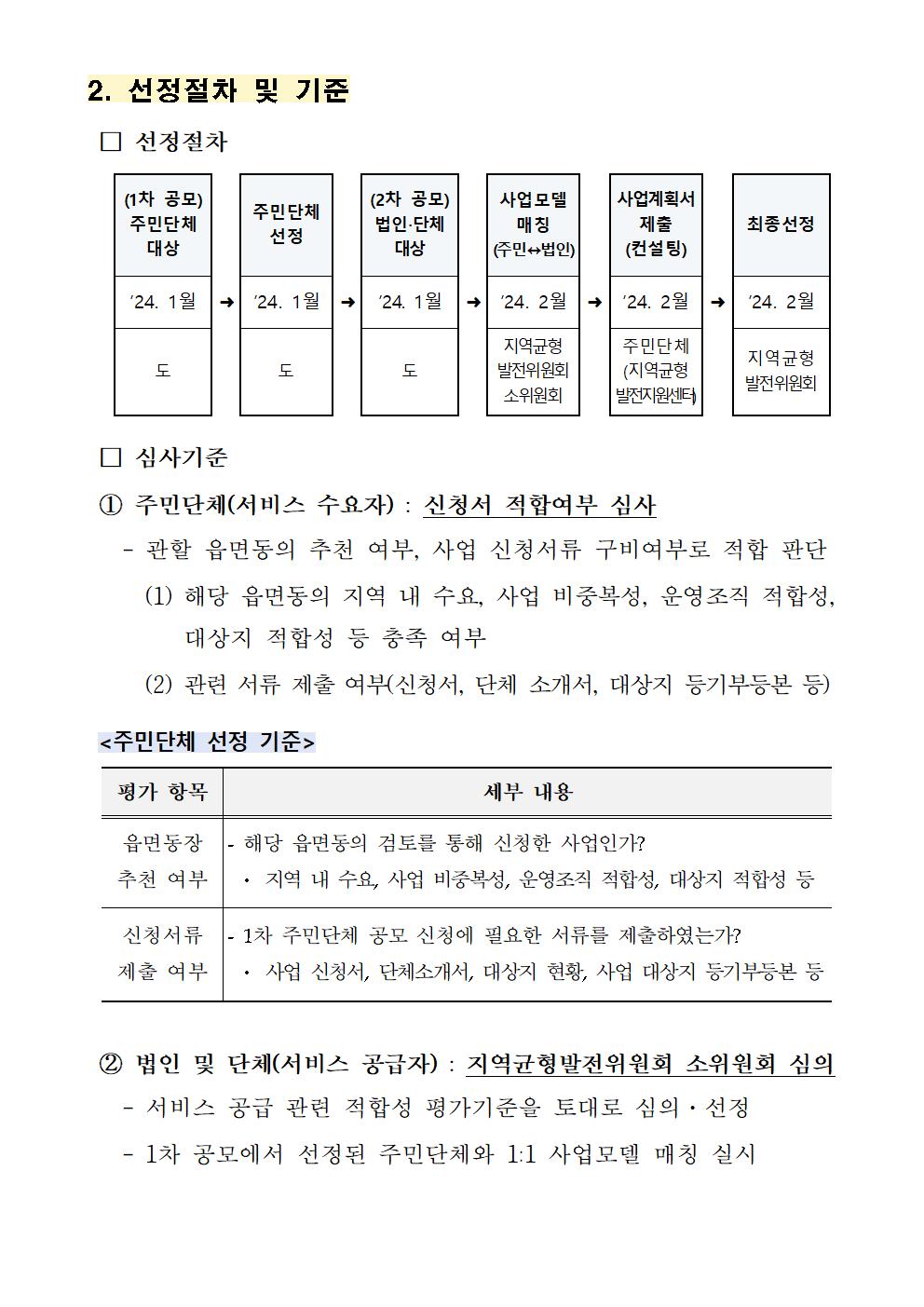 2024년 지역균형발전사업 읍면동 서비스 개선사업(생활서비스 분야) 공고문003