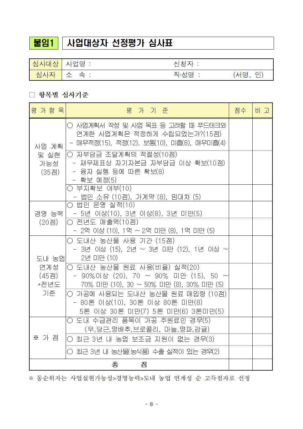 2024 푸드테크와 연계한 식품산업화 사업 지원계획(최종 공고) (1)008